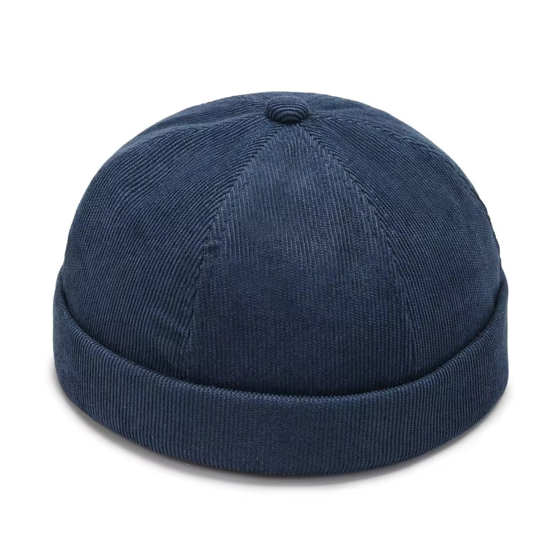 Spring Autumn Retro Men Women Skullcap Hat Docker Sailor Mechanic Brimless Street Hiphop Corduroy Cap Solid Color A395