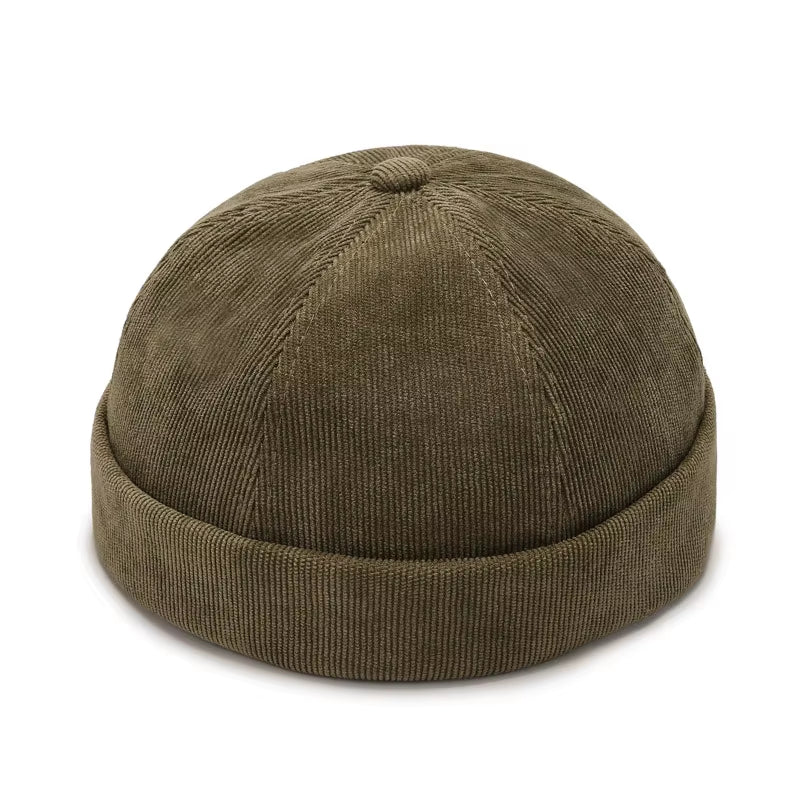 Spring Autumn Retro Men Women Skullcap Hat Docker Sailor Mechanic Brimless Street Hiphop Corduroy Cap Solid Color A395