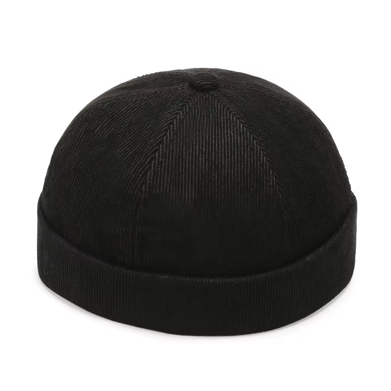 Spring Autumn Retro Men Women Skullcap Hat Docker Sailor Mechanic Brimless Street Hiphop Corduroy Cap Solid Color A395