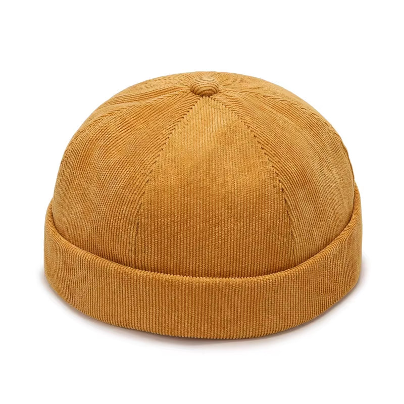 Spring Autumn Retro Men Women Skullcap Hat Docker Sailor Mechanic Brimless Street Hiphop Corduroy Cap Solid Color A395