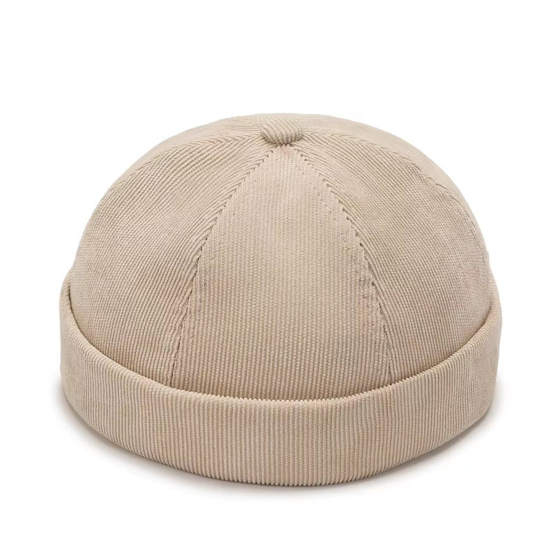 Spring Autumn Retro Men Women Skullcap Hat Docker Sailor Mechanic Brimless Street Hiphop Corduroy Cap Solid Color A395